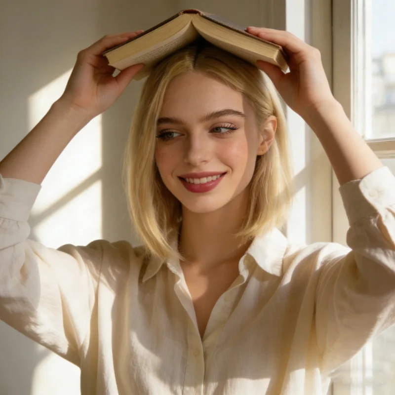 Picture 3: European and American style women's wigs, off-white short hair, middle-parted BoBo short straight synthetic hair wig