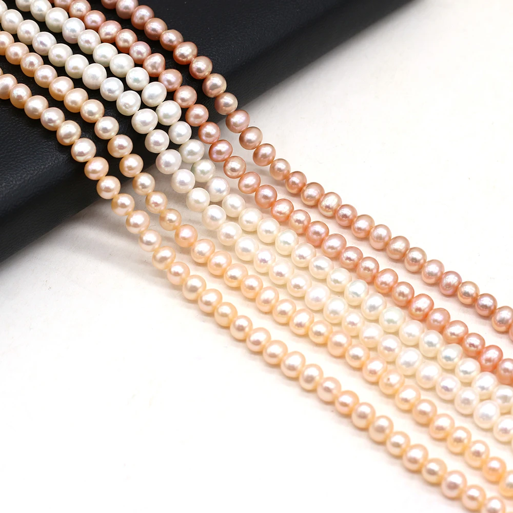 5-5.5mm Natural Zhuji Freshwater Pearl Beads Loose Round Punch Bead for Jewelry Making Diy Necklace Bracelet Accessories