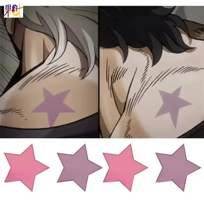 Anime Pink Purple Stars Tattoo Stickers Colorful Lasting Tattoo Art Temporary Tattoos Waterproof Tatoo Cartoon Fake Tattoo