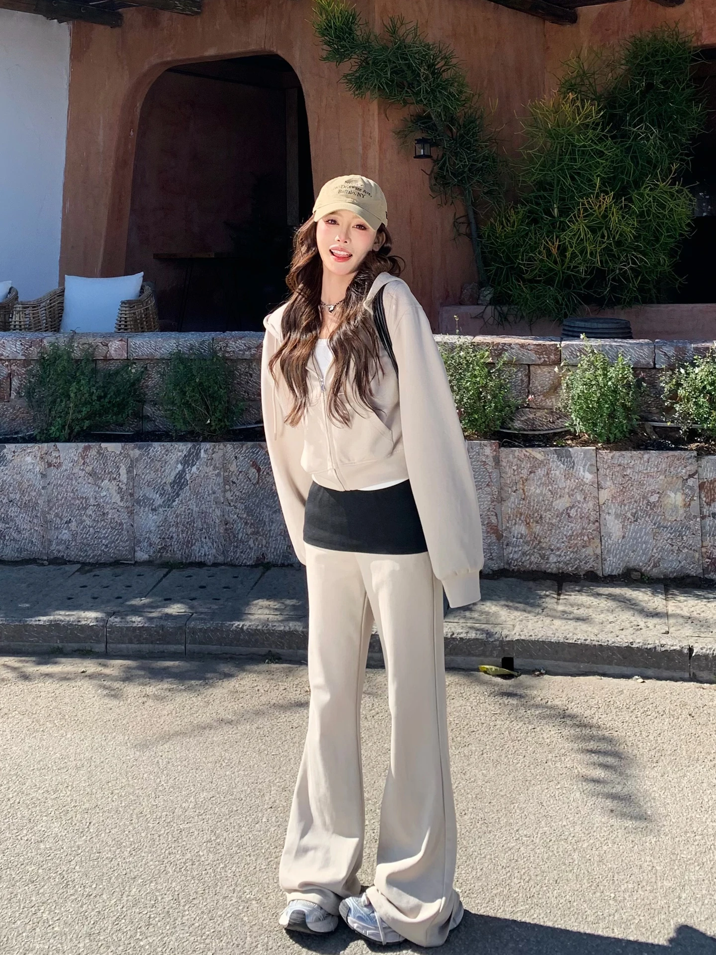 

Casual Sle Hoodie Jaet And Pants Set Women's Waist-Cinching Flared Leggings Outfit Korean Leisure Faion plus Size