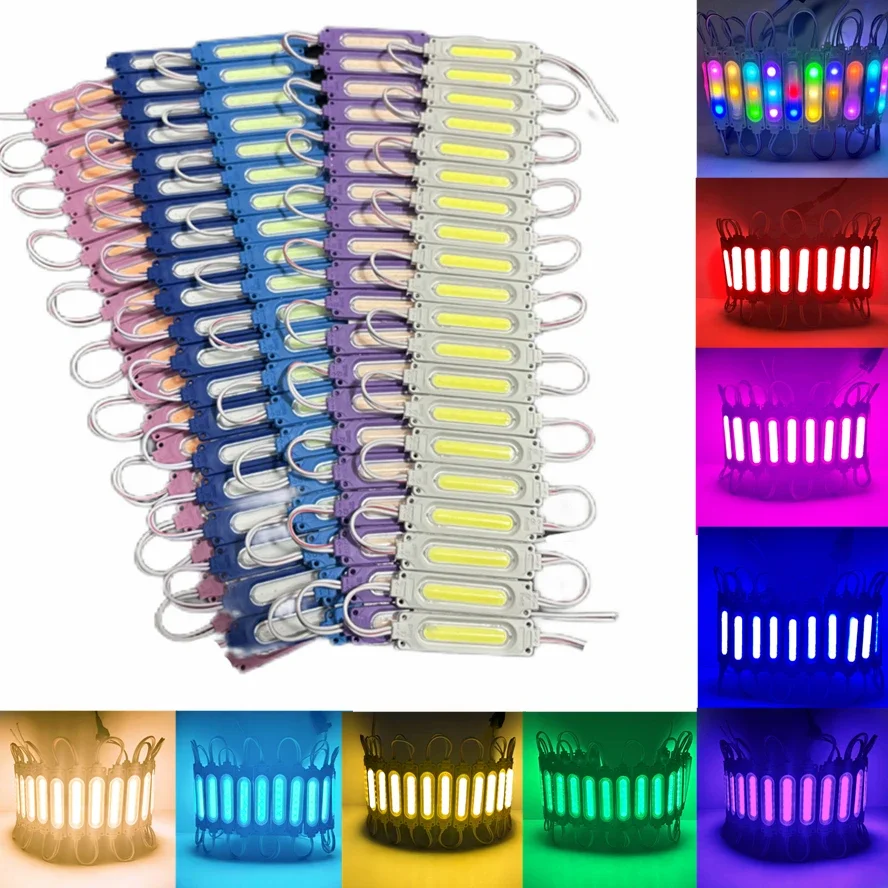 20/مجموعة RGB المتدفقة ضوء 12 فولت تسليط الضوء على Led وحدة مقاوم للماء IP65 طوي COB شرائط مصباح الخلفية متجر راية سيارة الديكور #2