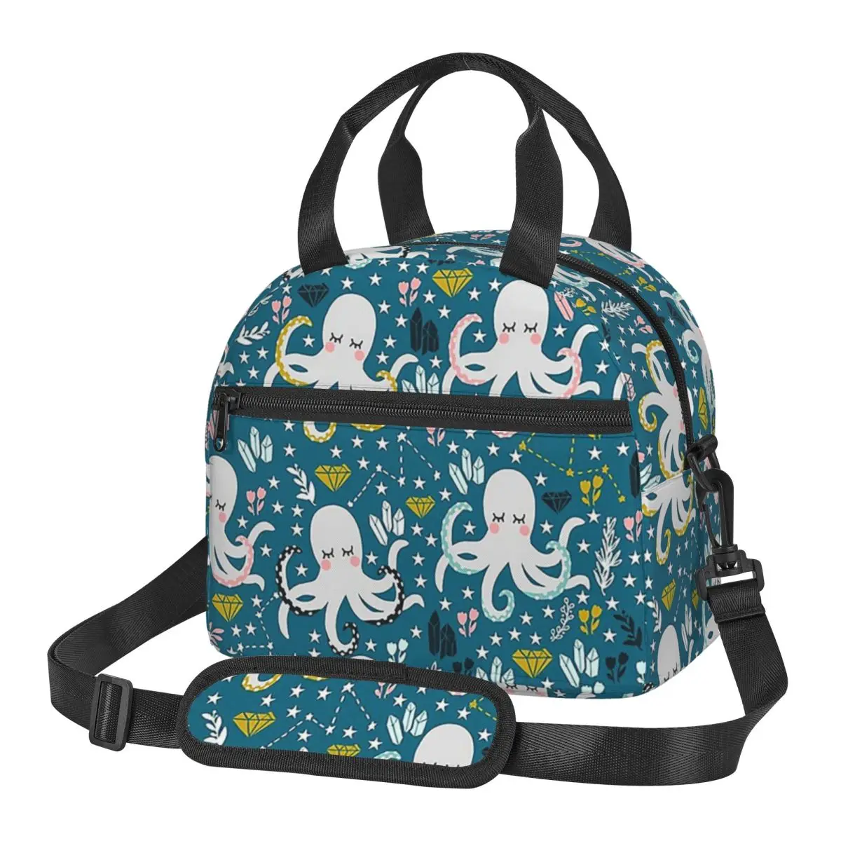 Sacos de almoço de polvo bonito isolado bento caixa resuable almoço tote sacos de piquenique saco térmico para mulher escritório