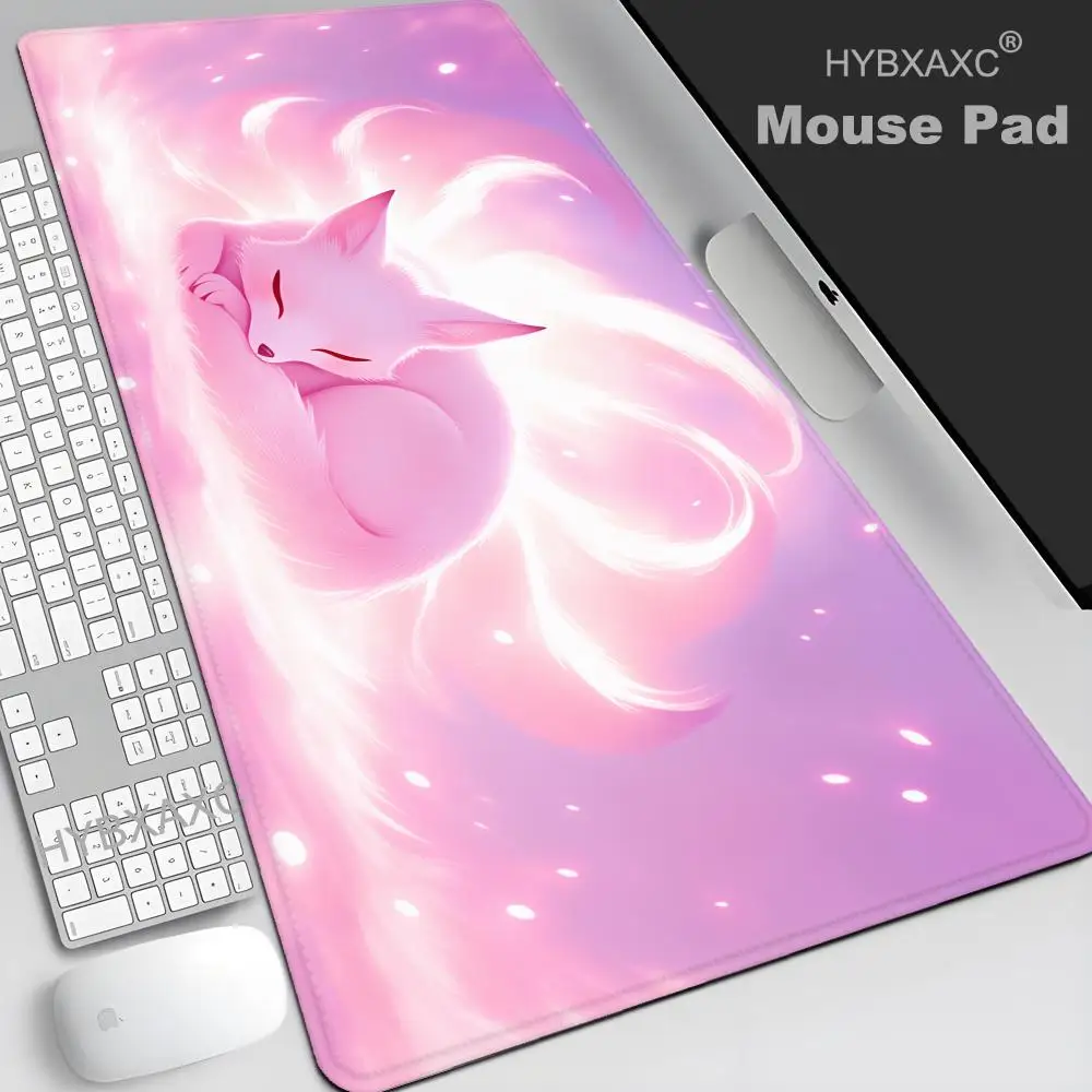 

HYBXAXC Large Mousepad Gaming Gamer Speed Table Mat Cute Animal Pink Fox Desk Mat Accessories Keyboard Laptop Non-Slip Mousepad