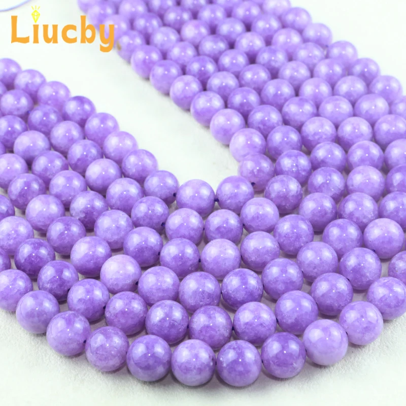 Natural Stone Light Purple Jade Handmade Beads For Jewelry Making DIY Accessories Necklace Bracelets 15' Wholesale 6/8/10/12MM