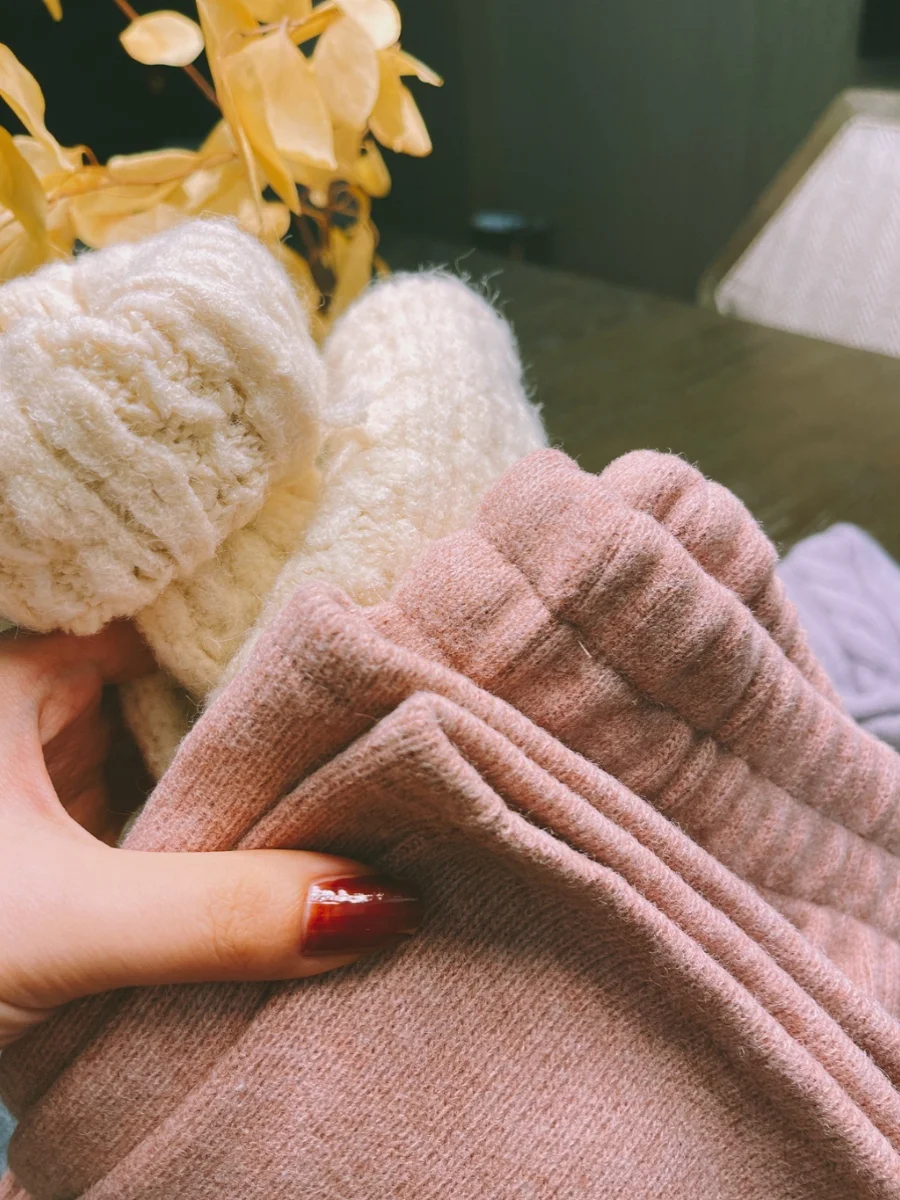 سراويل صوفية عالية المحتوى سراويل نسائية واسعة الساق لون نقي تأثير التخسيس سراويل غير رسمية مريحة