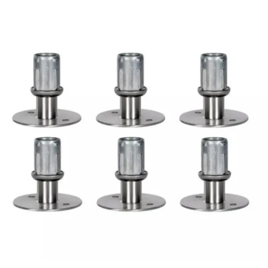 

Premium Stainless Steel Flanged Feet Set of 6 Fits 1-5/8 O.D. Tubing Heavy-Duty Threaded Base for Table and Equipment Legs