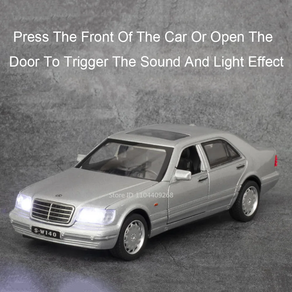 1:32 Scale S-W140 S400L Toy Car Model Diecast Metal High Simulation Models Sound Light Pull Back Vehicles Boys Birthday Gifts