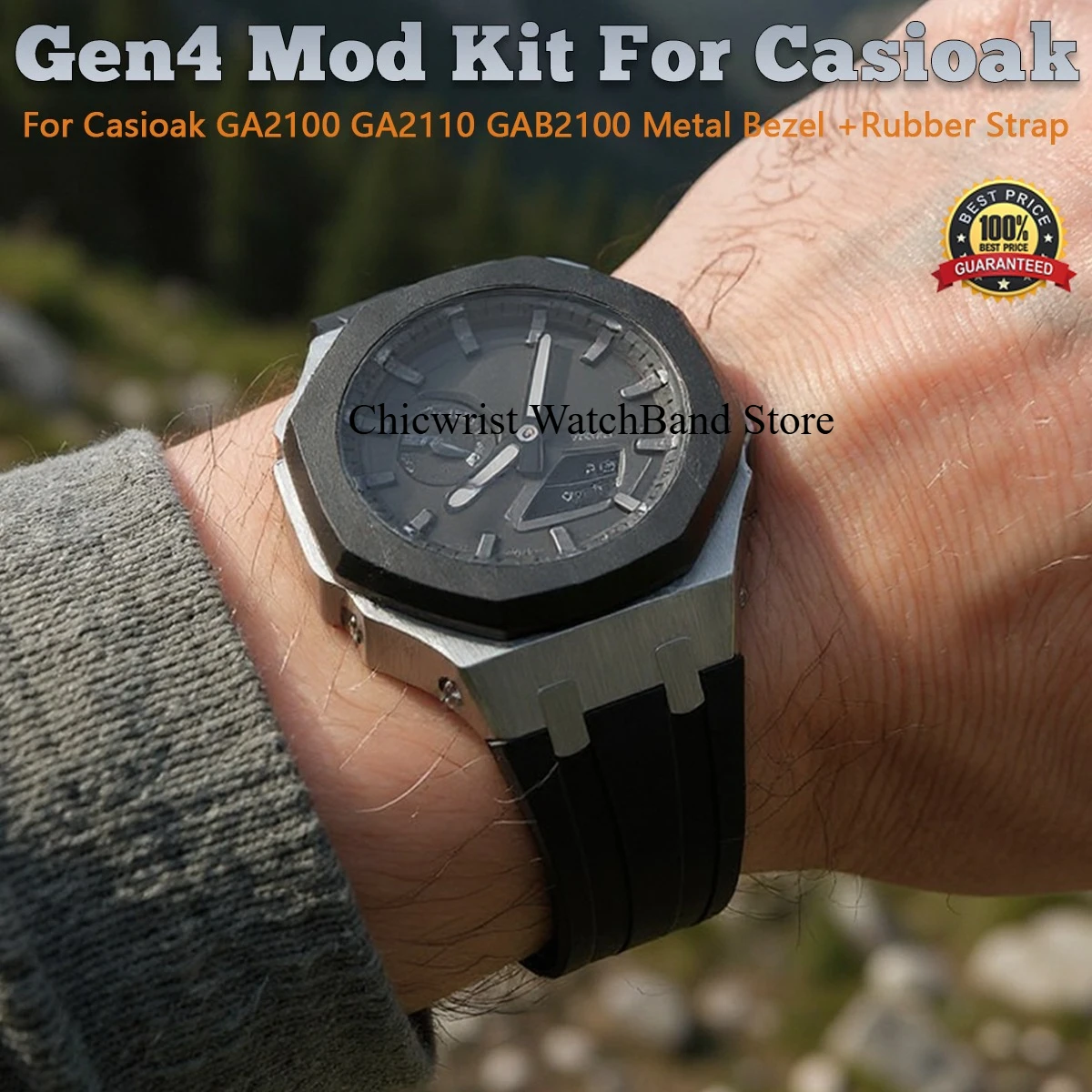 

Mod Kit For Casioak GA2100 GA2110 Stainless Steel Metal Bezel Rubber Strap Gen4 for Casioak GAB2100 WatchCase With Screws Corre