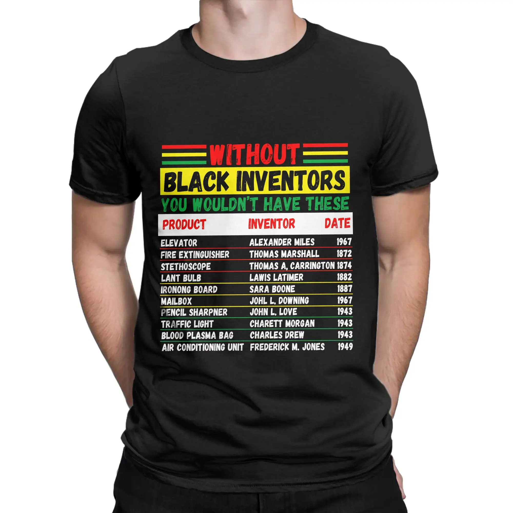 Without Black Inventors History T-Shirt Men  Casual 100% Cotton Tee Shirt Crewneck Short Sleeve T Shirts Gift Idea Clothes