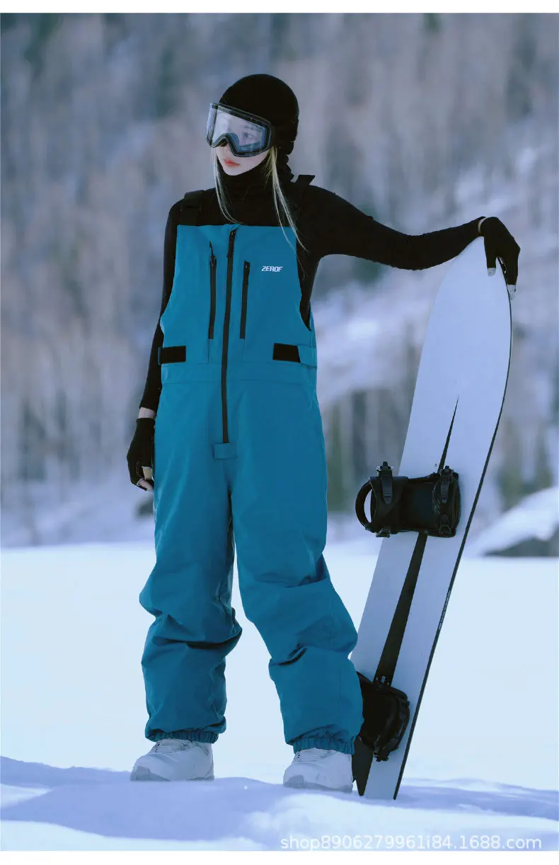 

3L Snowboard Back Ski Pants Windproof Waterproof Pure Color Overalls Ski Pants All-in-one Men and Women Outdoor Skiing Equipment