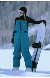 Pantaloni da sci con schiena da Snowboard 3L tuta da sci impermeabile antivento di colore puro pantaloni da sci All-in-one per uomo e donna attrezzatura da sci all'aperto