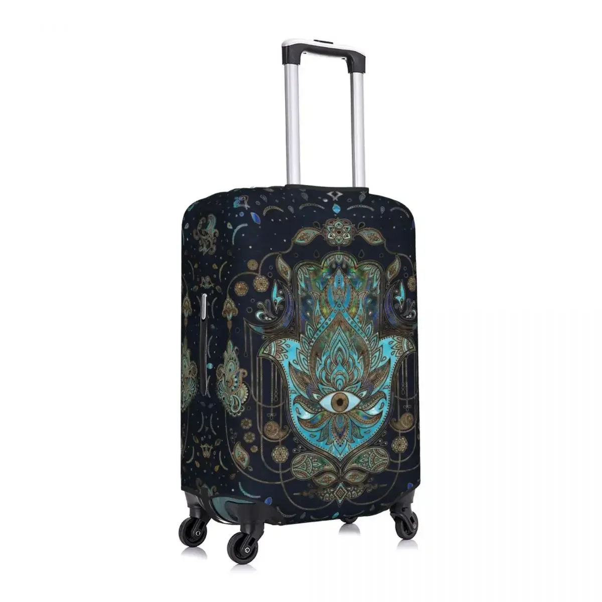 Custom Hand Of Fatima Blue Gemstones Suitcase Cover Dust Proof Hamsa Hand Evil Eye Travel Luggage Covers for 18-32 inch