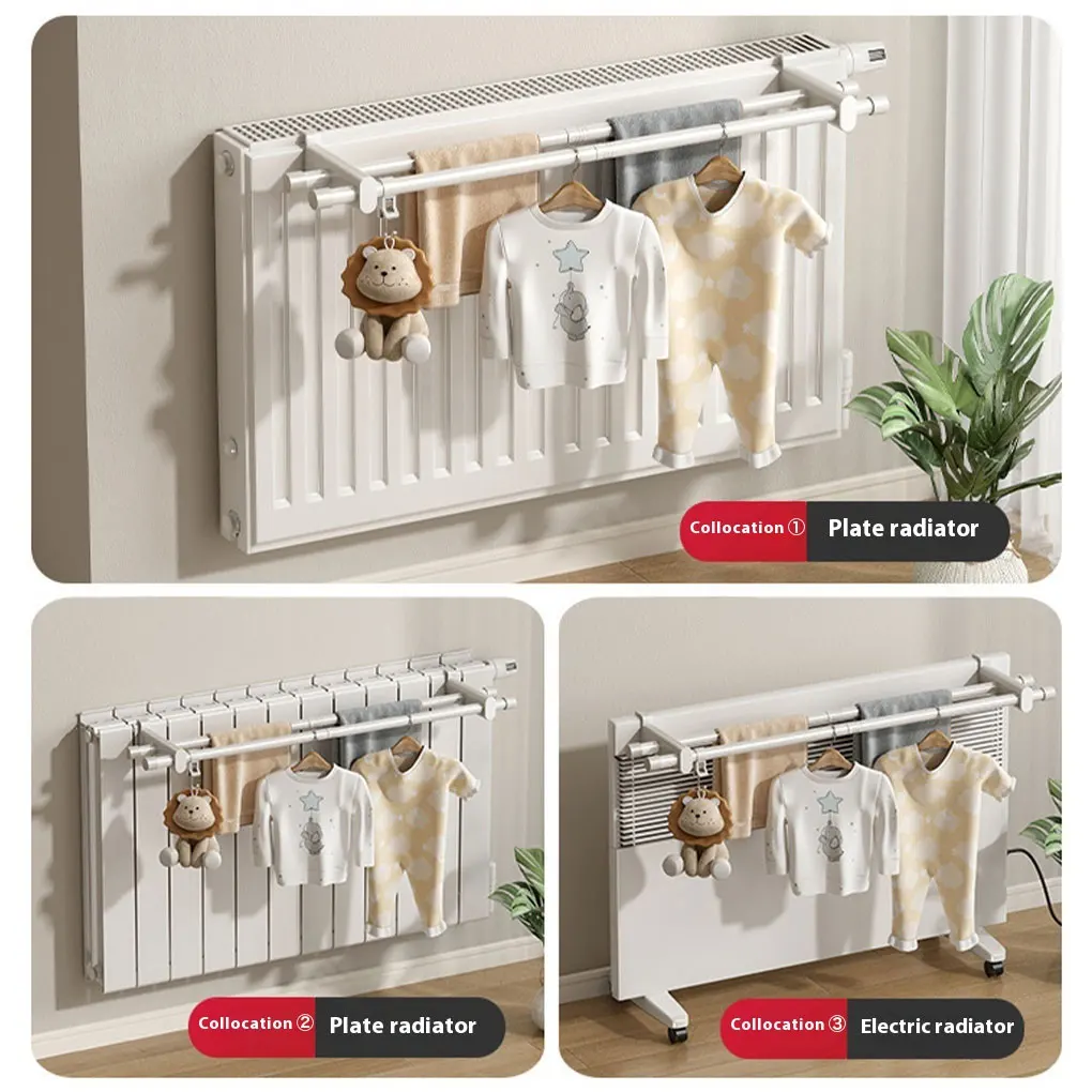 Towel Rail Hanging 50cm Cloth Hanger Storage Holder For 0.3-2m Heating Radiator Hanging Rack Drying Rack Clothes Drying Rack