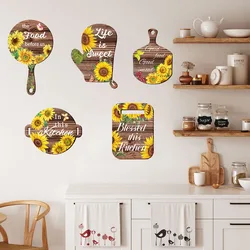 Cartoon Sunflower English Tableware Wall Stickers Used For Restaurant Kitchen Home Decoration Wall Refrigerator Stickers