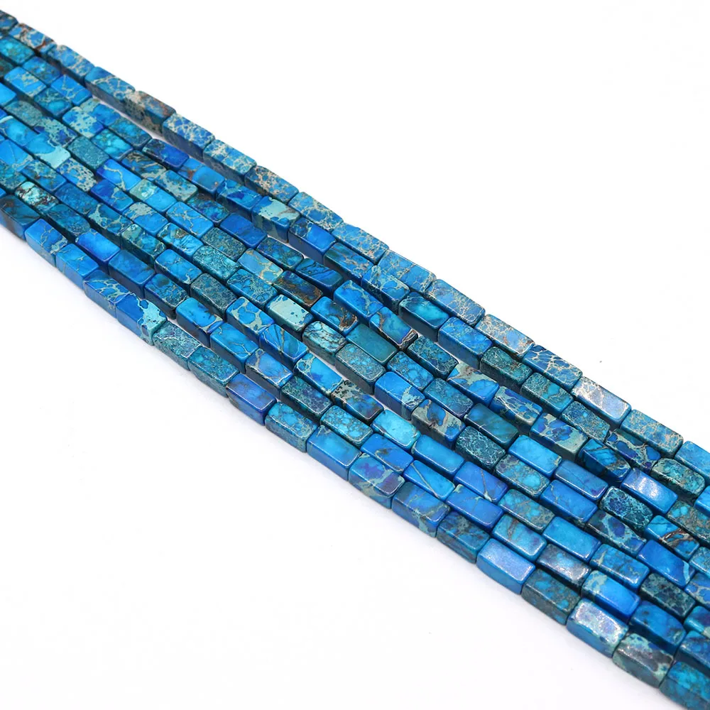 1 Strand Rectangular 4x8mm Straight Hole Natural Emperor Stone  Loose Bead Beaded Multicolor Wholesales for DIY Jewelry Making