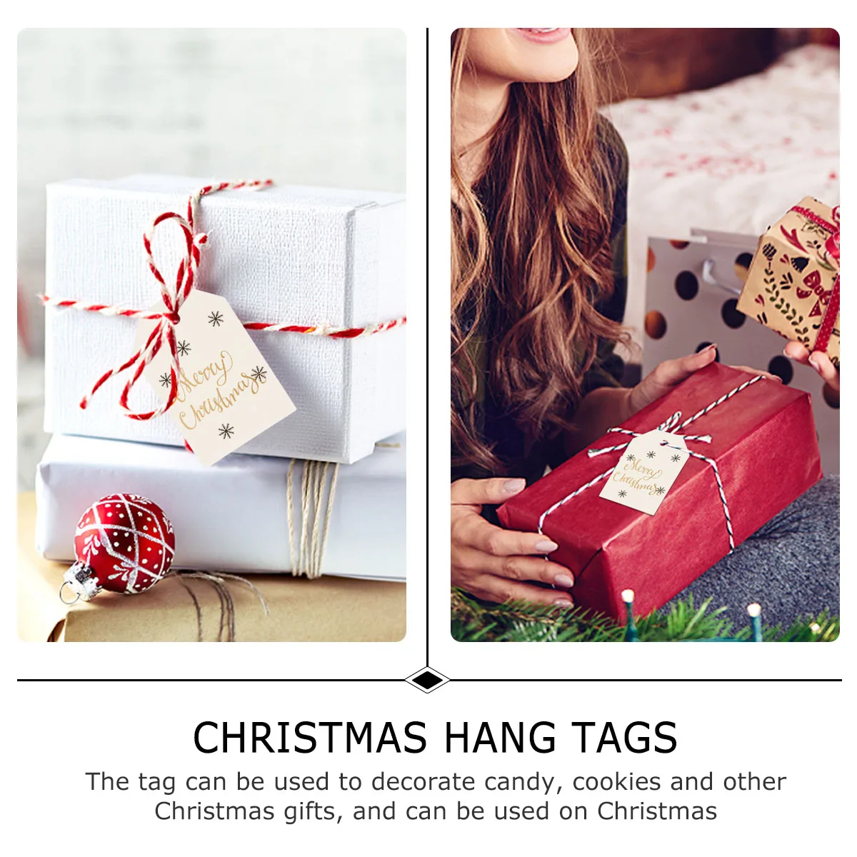 100 Pcs Christmas Labels Bookmark Card Merry Tag Cardstock Bookmarks Holiday Tags Tabs