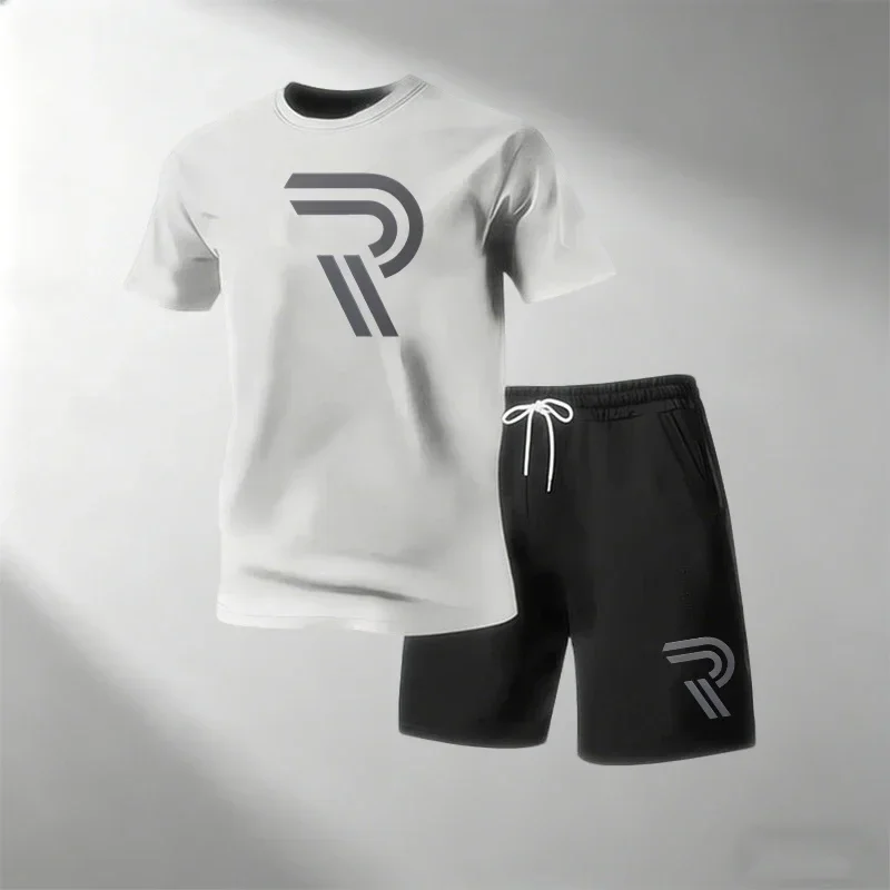 Men's Casual Fitness Two Piece Set Short Sleeve T-Shirt + Shorts Breathable Quick Dry Running Gym T-Shirts Sets Hot Sale view 6
