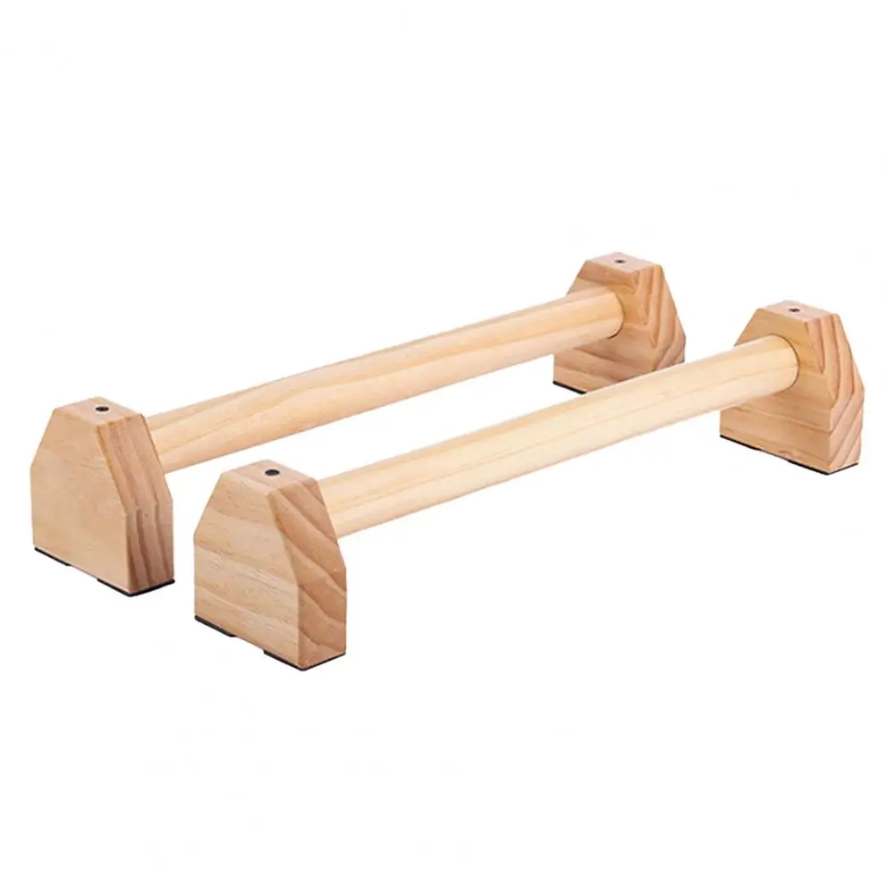 1 Pair Stable Push-up Bar Anti Crack Pine Wood Hexagon- Design Parallettes Bar H-shaped Wooden Calisthenics Parallel Double rod