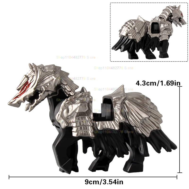 

Военные крепления, боевые лошади, строительные блоки, серия животных, аниме, тяжелая броня, рыцари, меч, аксессуары, детские игрушки, подарки