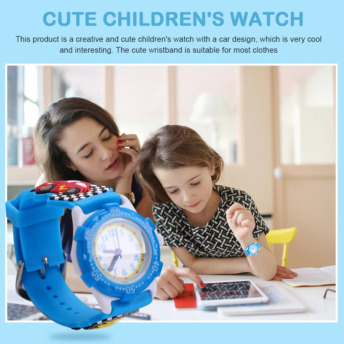 Durable Cartoon 3D Kids Watch Car Pattern Waterproof Wristwatch for Children Orange Stylish Design 3D Kids Watch