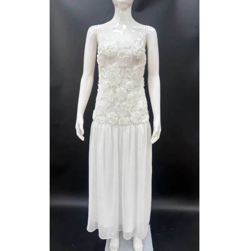 Elegante abito a fiori 3D da donna Sling Backless Hip Pacchetto Patchwork Abiti da festa da sera pieghettati Donna 2025 Spring Lady Robe