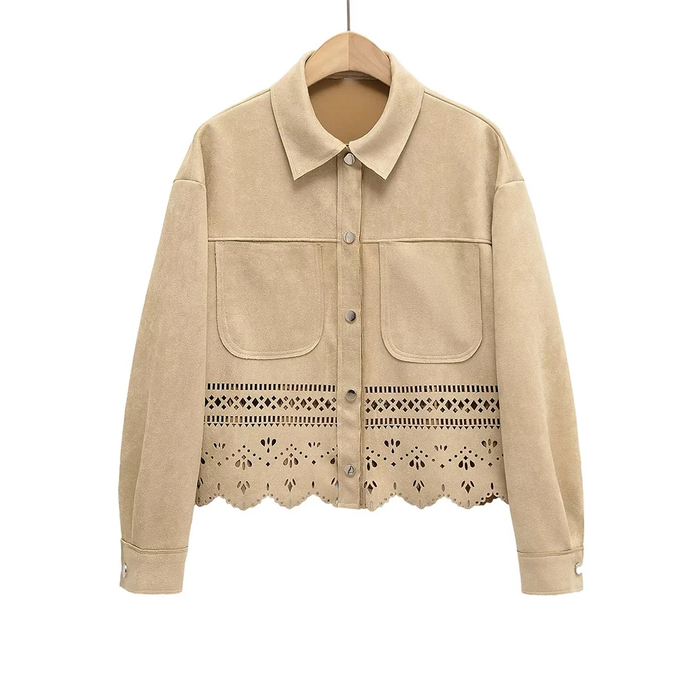 

Высококачественный тяжелый кружевной топ с длинными рукавами, модный женский топ в европейском и американском стиле