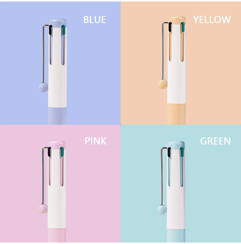 Kreativer 4-in-1-Mehrfarben-Gelstift, 0,5 mm feine Spitze, schnell trocknend, glattes Schreiben, farbige Stifte für Notizen und Lernpapier – Detail 6