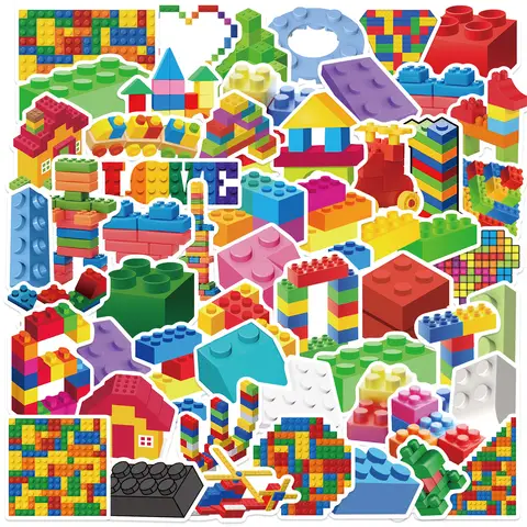 10/30/50Pcs Cartoon colored Building blocks graffiti stickers For Suitcase Skateboard Laptop Luggage Phone Styling DIY Decal 8 best sales lego stickers - №5