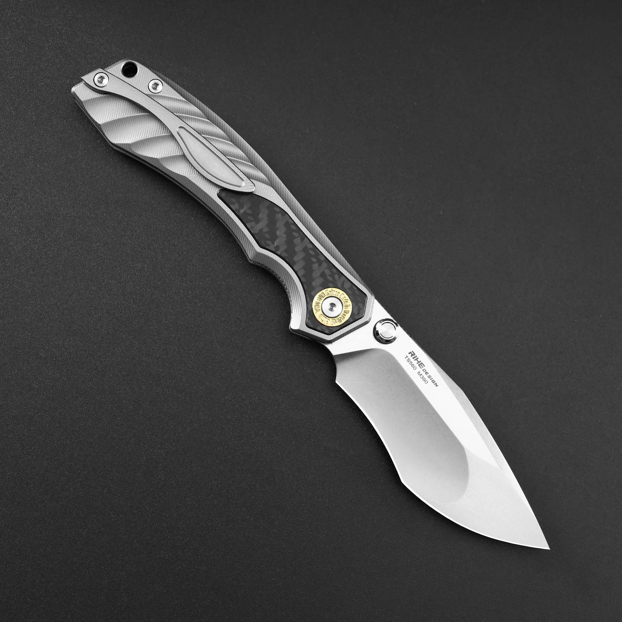 TWOSUN TS560 Quality Folding Pocket Knife M390 Blade Carbon Fiber Titanium Handle Professional Survival Knife Camping EDC