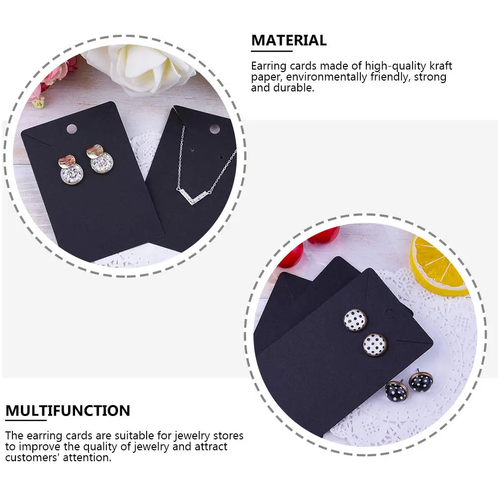 

100 pcs Ear Stud Necklace Cards Kraft Paper Jewelry Display Holders Earring Tag Packaging Cardboard Organizer Party Supplies