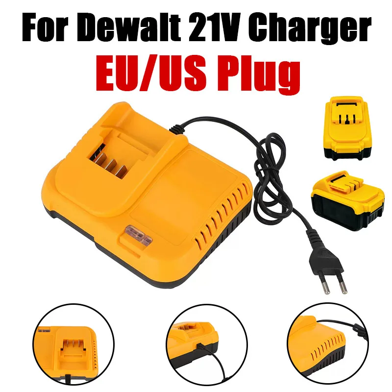US EU Plug For Dewalt 21V 0.5A Lithium Battery Replacement Fit Power Tool Battery Charger DCB200 DCB201 DCB609 DCB182 DCB204