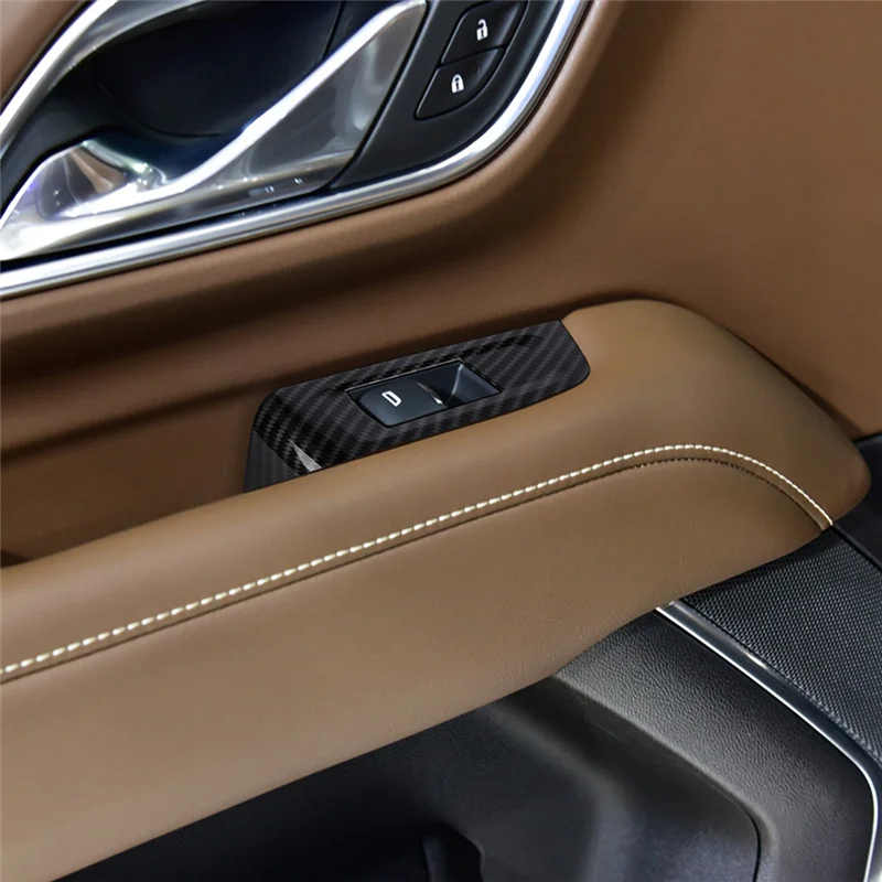 

A04E-Car Window Lift Switch Panel Cover Trim For Chevy Suburban 2020-2023 Tahoe GMC Yukon 2021-2023 Accessories - ABS Carbon Fib