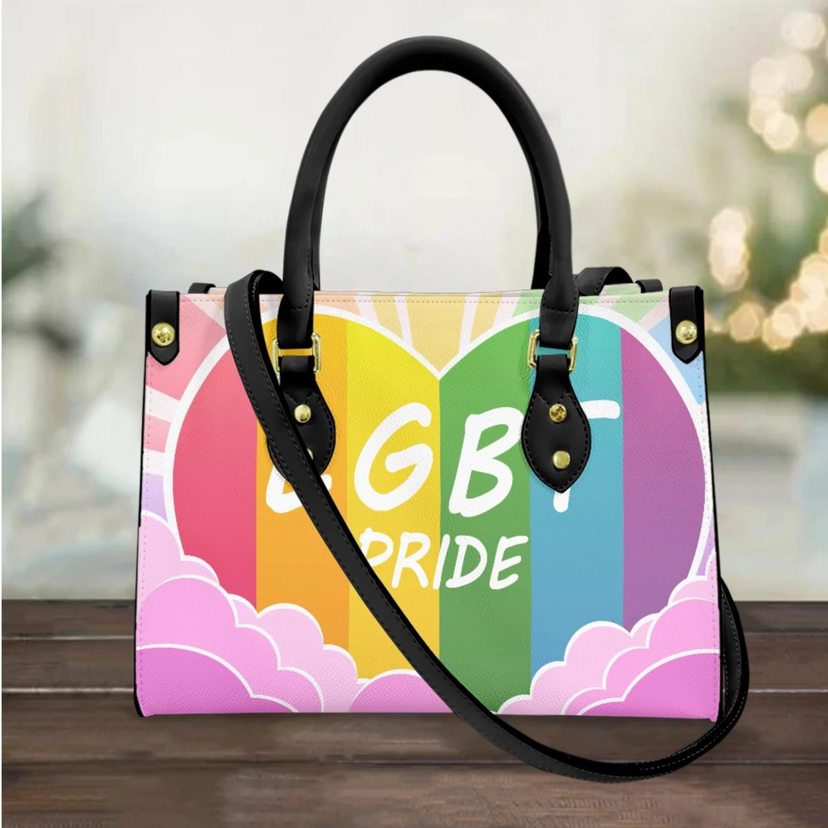 

LGBT Pride Print Fashion Top Handle Messenger Bag Rainbow Flag Pattern Women Outdoor Shopping Shoulder Bag New Trend Small Totes