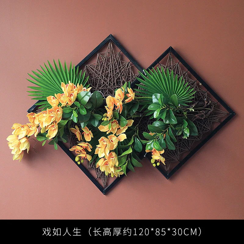 Chinese Style Artificial Flower Mural Wall Decoration Living Room Entrance Restaurant Shop Bedroom Wall Creative Pendants