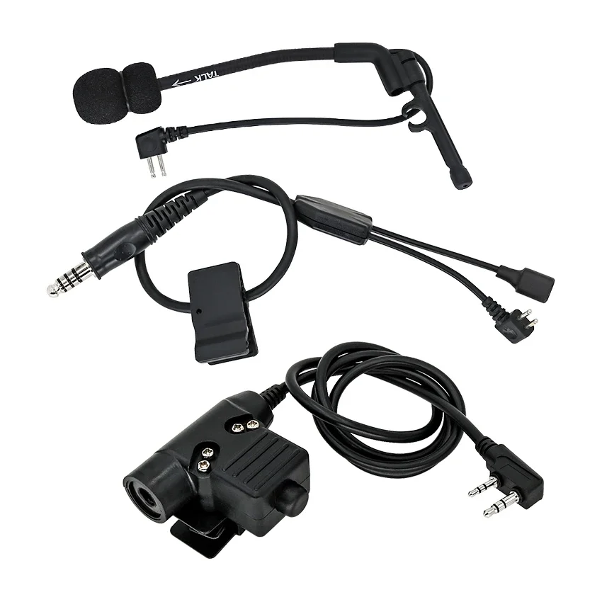 Tactical Headset Comtac Y Line Connector & Kenwood PTT & Comtac Boom Microphone Accessories for COMTAC Shooting Headsets