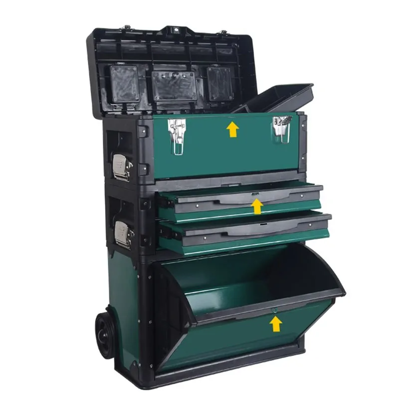 Tools Multifunctional Box Three-layer Combination Hardware Toolbox Movable Hardware Tool Cart with Wheels Mechanical Toolbox