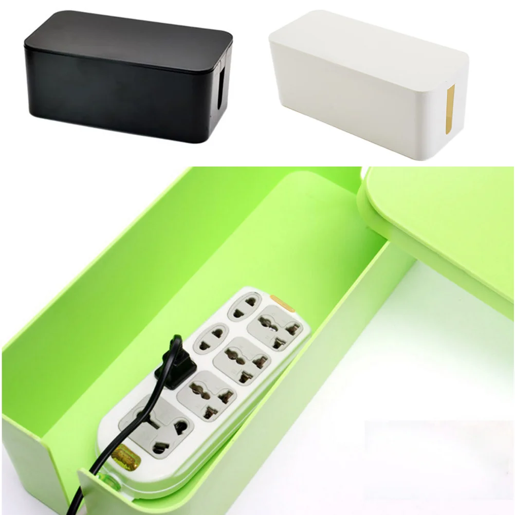 

Power Cord Storage Box 120X80X50Mm White Plastic Cable For Desk Wire Management Hide Cover Power Strip Organizer Wire