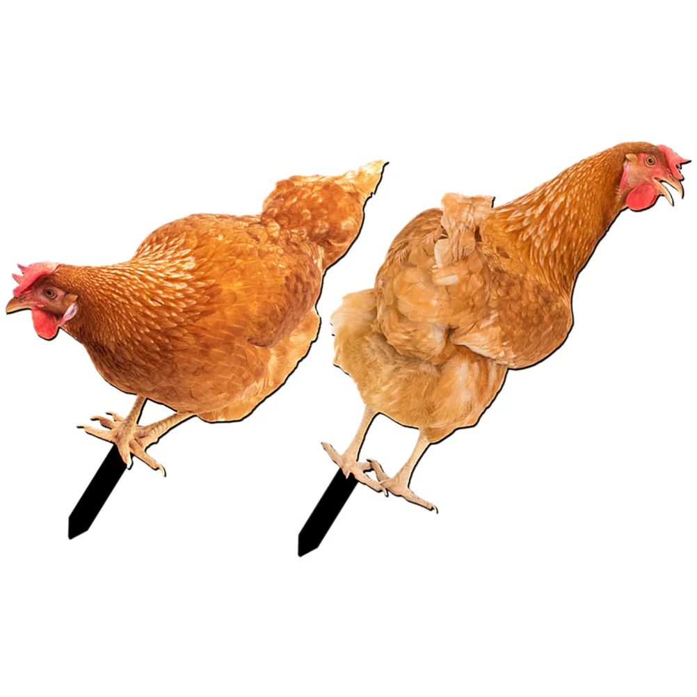 

2Pcs Garden Hen Stake Acrylic Outdoor Yard Decoration Lawn Ornament for Balcony Patio Backyard Decorative Chicken Insert