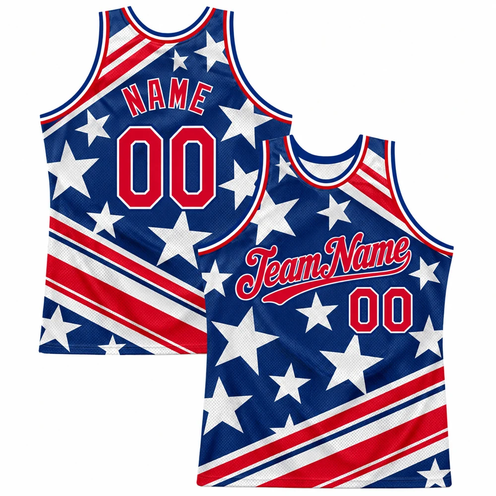 Vintage American Flag Basketball Jersey Custom Name Number Team Name for Men 3D Print Stars and Stripes Sleeveless Vest