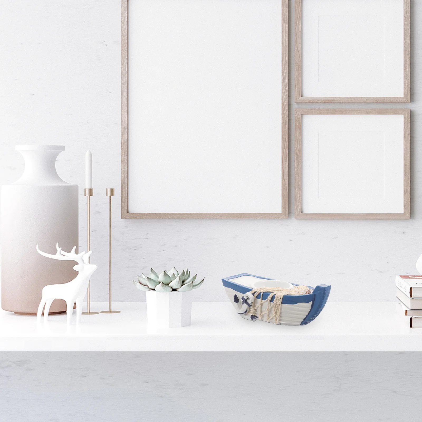 

Nautical Resin Holder Boat Design Decorative Tea Light Stand for Home Tabletop Centerpiece Restaurant Party Decor