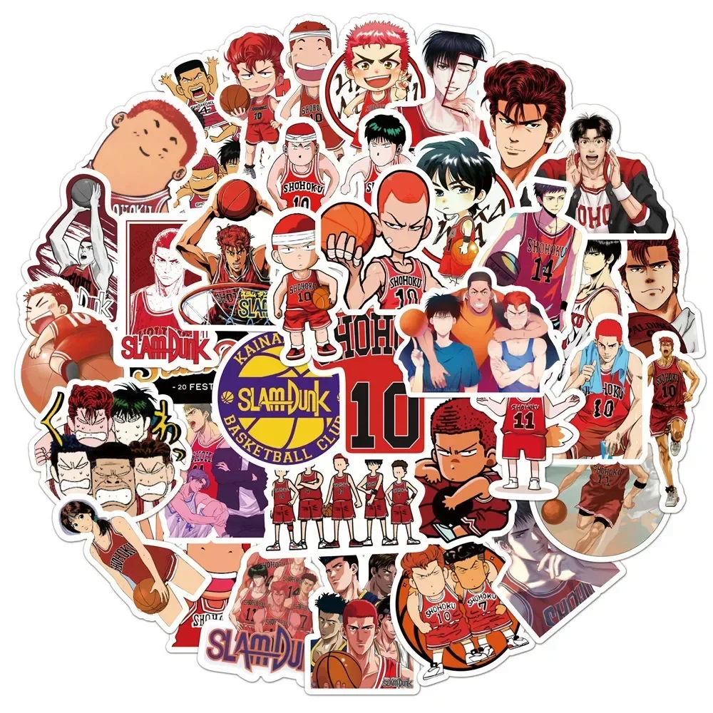 50PCS Comic Slam Dunk Anime Stickers Waterproof DIY Guitar Luggage Laptop PVC Graffiti Decal Sticker Kid Classic Toys