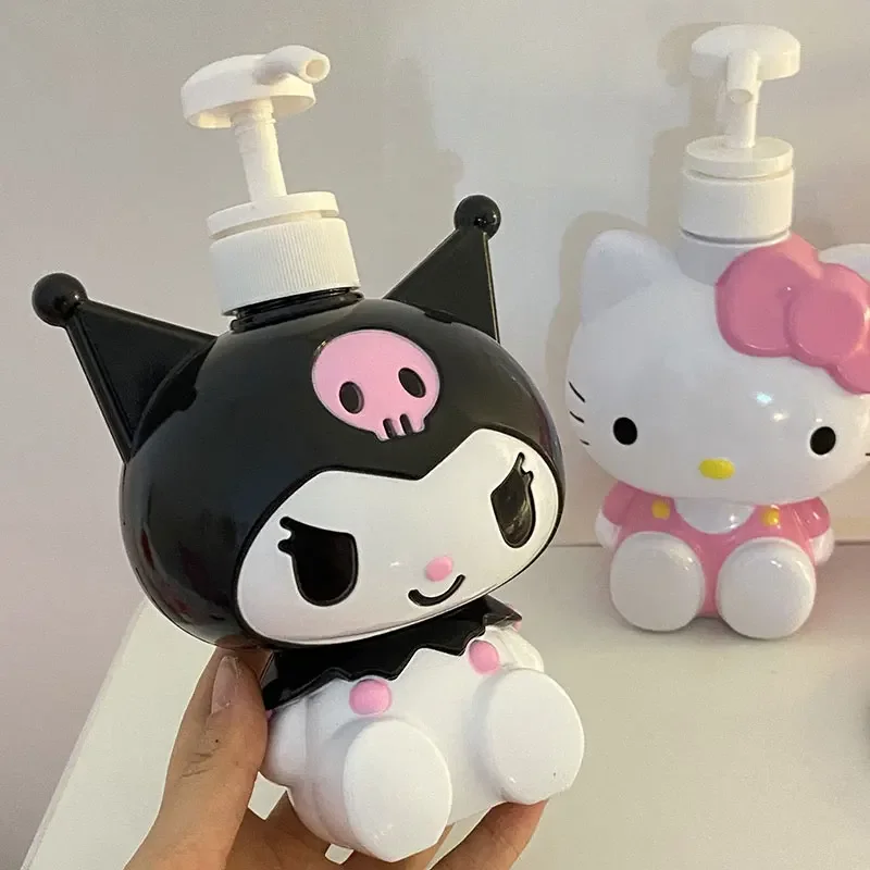 Sanrio Bathroom Soap Dispenser Hello Kitty Kuromi 500-750Ml Reusable Hand Pump Shower Gel Shampoo refillable bottle container