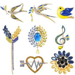 Enamel Peace Dove Brooch for Women Ukraine Rhinestone Ear of Wheat Pin Banquet Party Backpack Gifts Jewelry Accessories