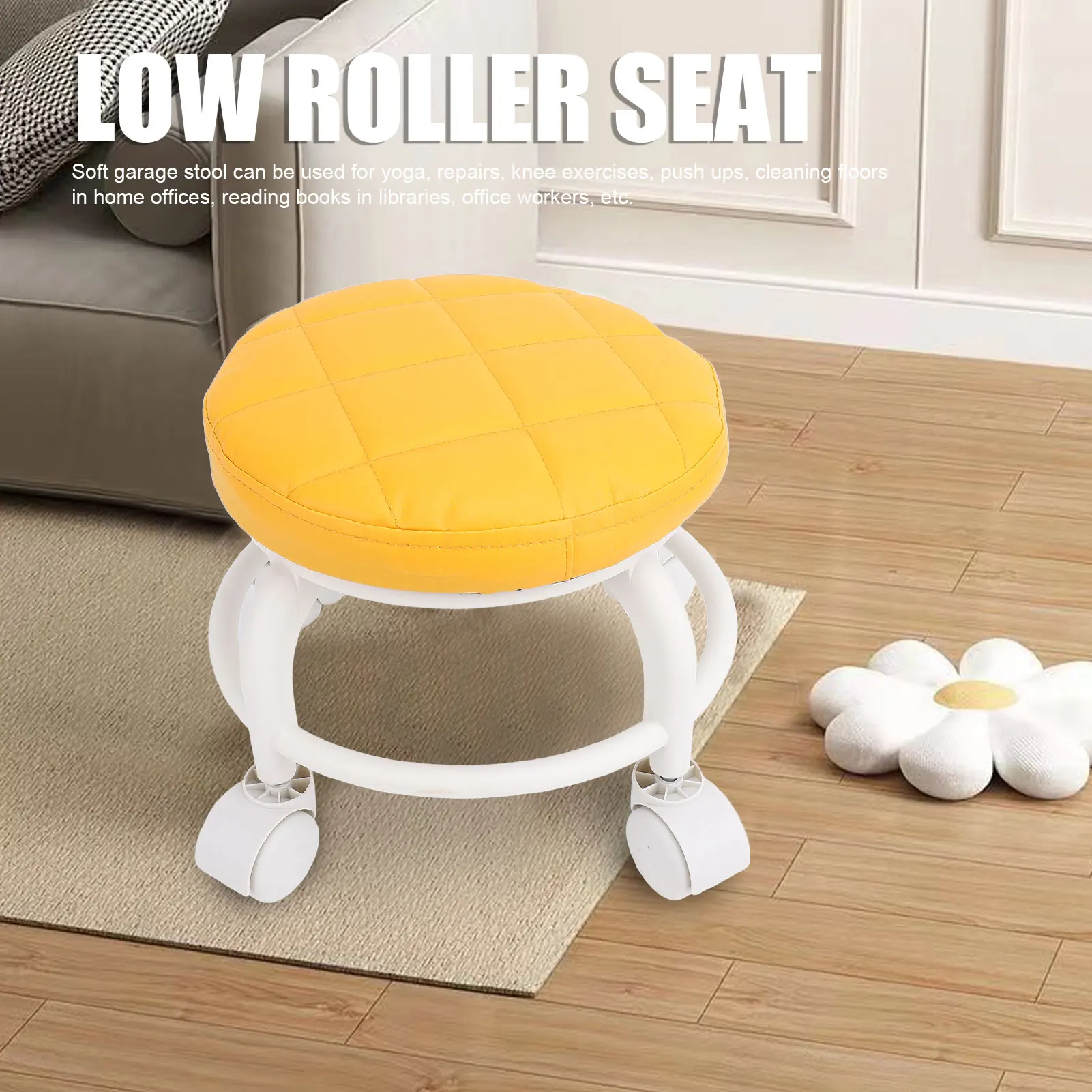 Swivel stool with caster wheels, grout cleaning stool, rotating floor-wiping low stool, nail and pedicure stool