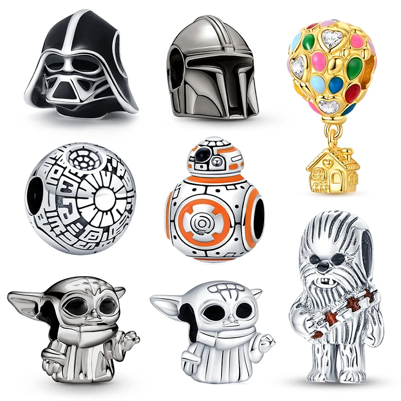 

Hot Sale Star Wars characters Pendants 925 Silver Charms Beads Fit 3mm Original Bracelet Necklace Womens DIY Fine Jewelry Gifts