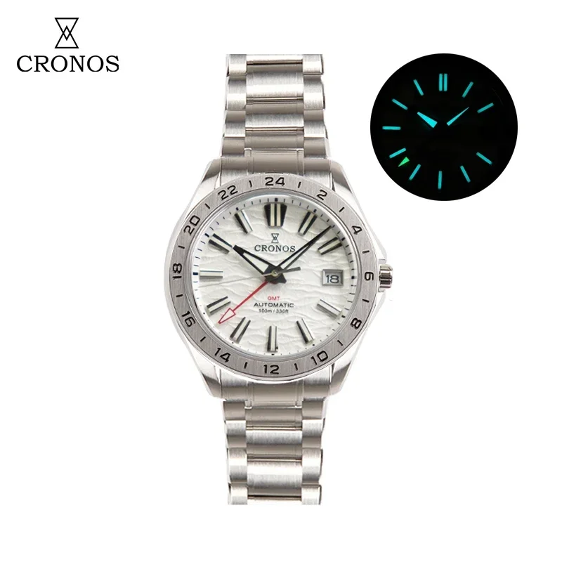 Cronos L6029M GS 39mm Desert Texture Mechanical Men Watch NH34 Automatic Mechanical Bubble Sapphire Glass Brushed Bracelet