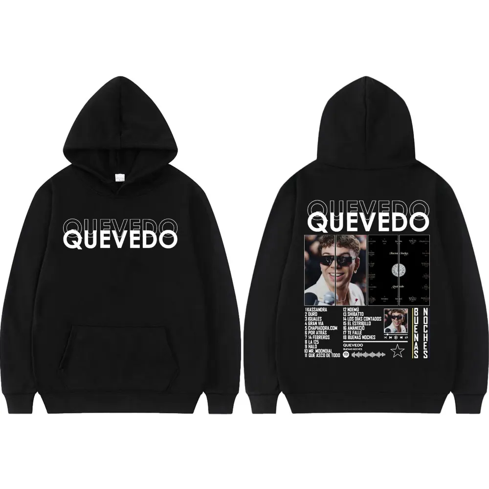 

Rapper QUEVEDO Buenas Noches Album Merch Hoodie Fashion Hip Hop Hooded Sweatshirts Men Women Casual Oversized Fleece Pullovers