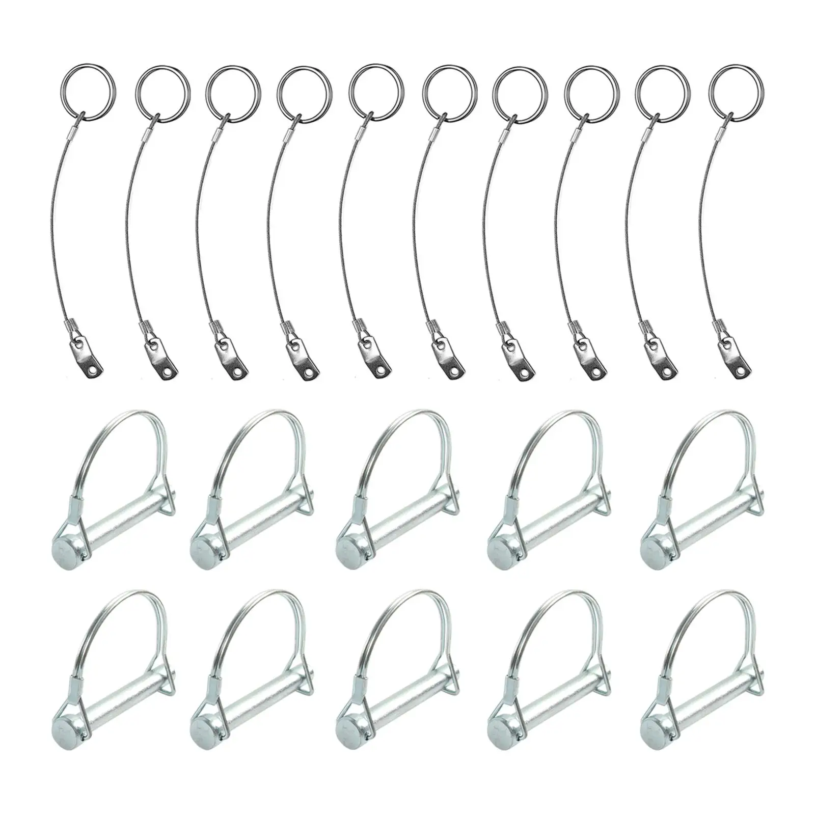 10Pcs Tiny Coupler Pin Trailer Coupler Pin Wire Lock Pin Small Pins Silver Shaft Locking Pin Hitch Pins for Lawn