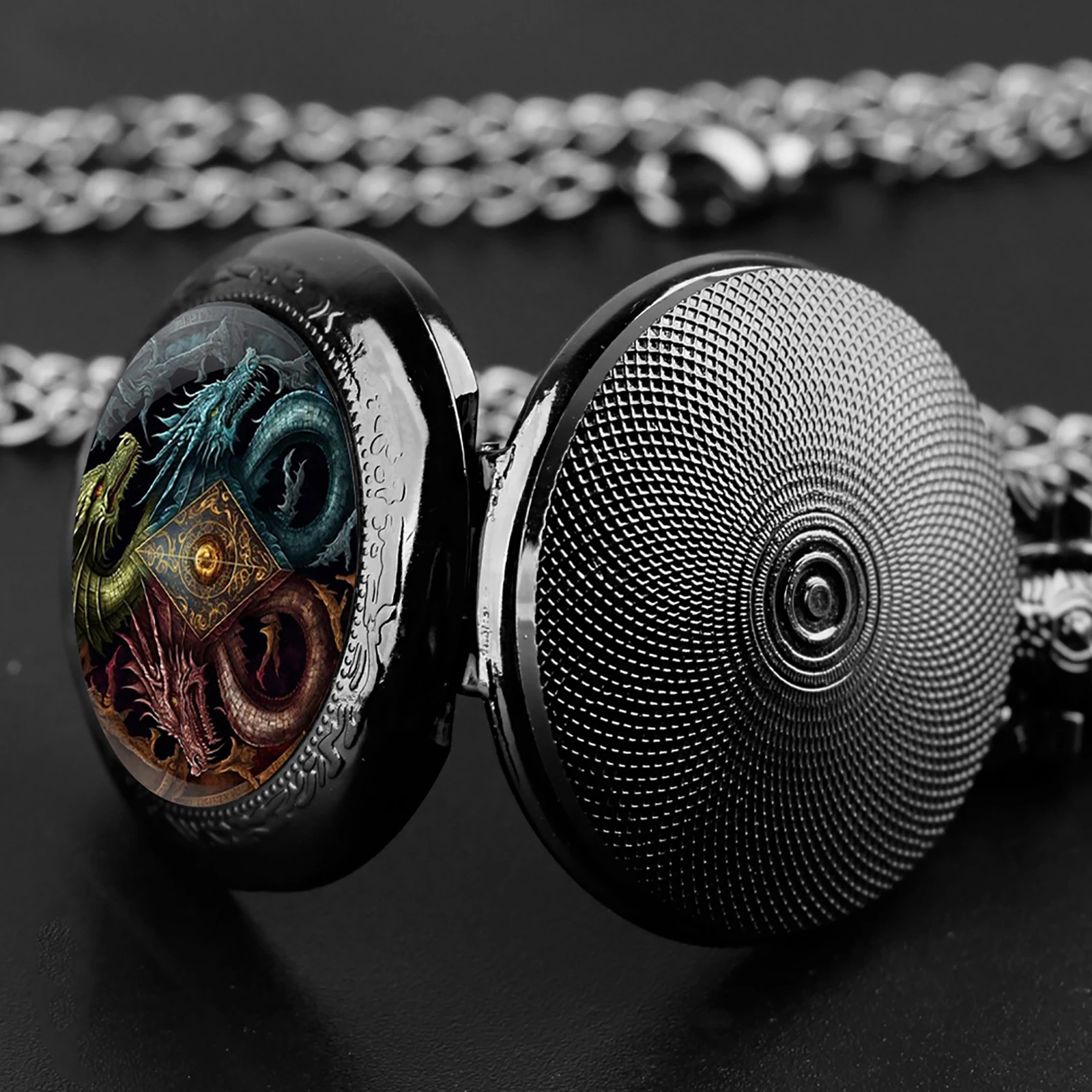 Moda in acciaio inossidabile Calssic Game Dragon Design Orologio da tasca al quarzo Collana Donna Uomo Bambini Catena con ciondolo gioielli