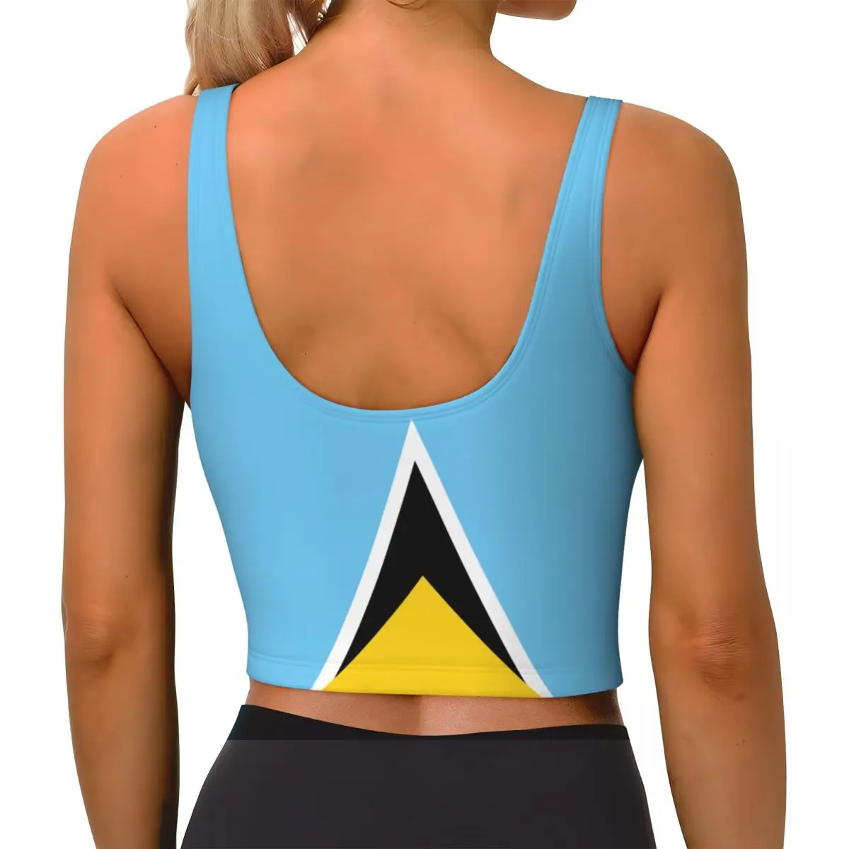 Yoga Vest Women Gym Sports Crop Tops Saint Lucia Flag Streetwear Workout Breathable Tank Top Female